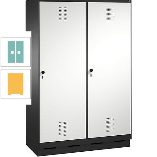 Doppel-Spind, Garderobenschrank, 2 Türen für 4 Abteile a 300 mm, Korpus anthrazitgrau, Türen anthrazitgrau, 1.800 x 1.200 x 500 mm (HxBxT)
