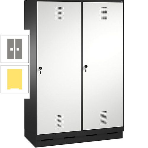 Doppel-Spind, Garderobenschrank, 2 Türen für 4 Abteile a 300 mm, Korpus anthrazitgrau, Türen anthrazitgrau, 1.800 x 1.200 x 500 mm (HxBxT)