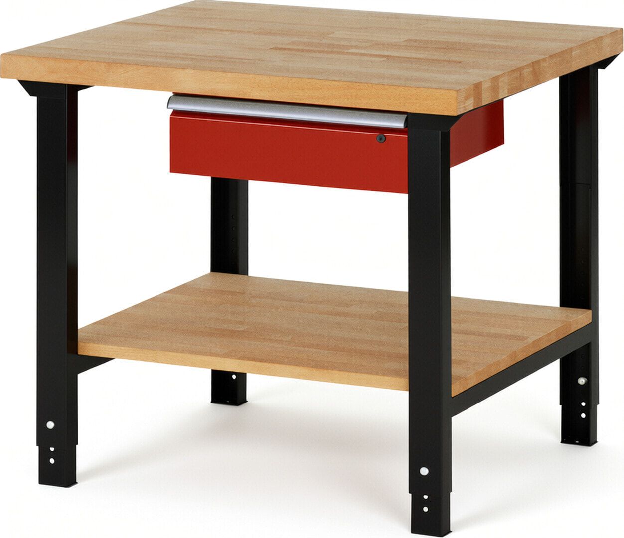 Werkbank mit Ablage - 1 Schublade - 150:1 - höhenverstellbar 790 - 1.140 mm - 1.000 x 900 mm (BxT) - 750 kg - Buche - Anthrazitgrau