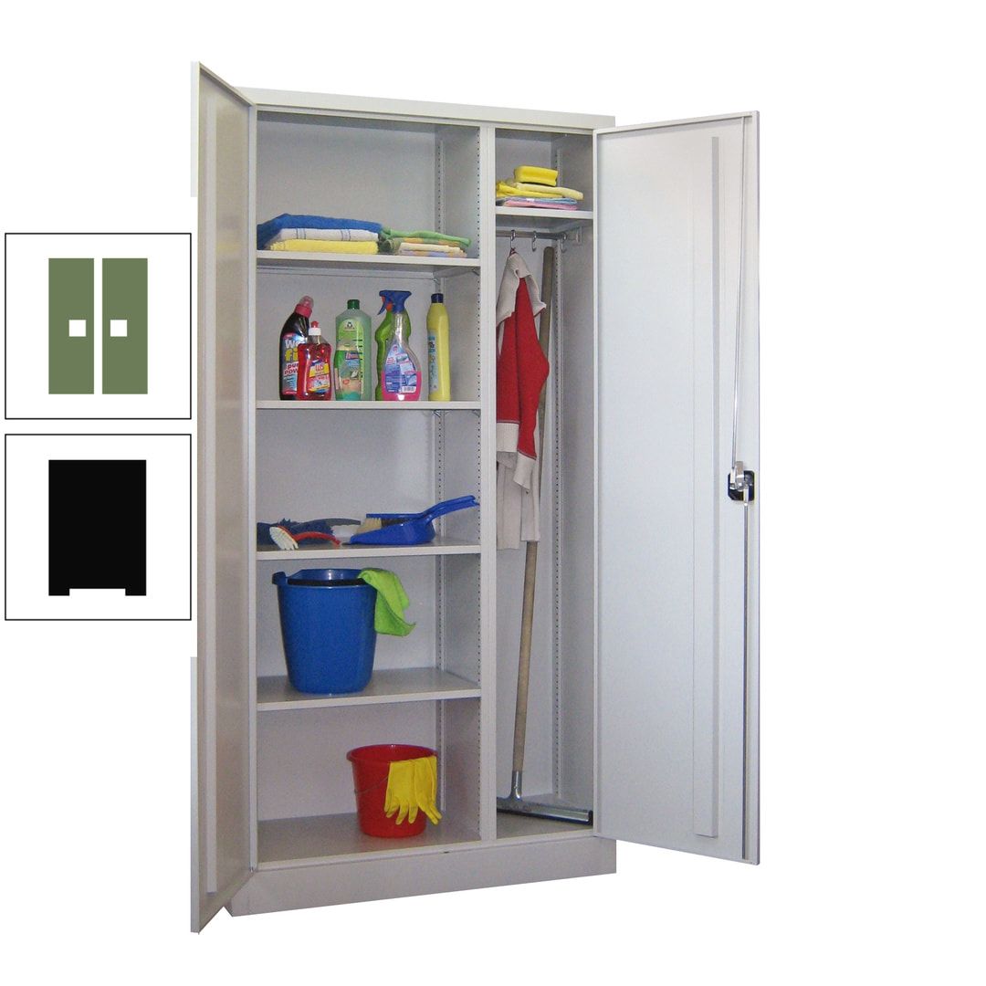 Putzschrank mit Trennwand - 1.950x1.000x400 mm (HxBxT) - Böden pulverbeschichtet - anthrazitgrau
