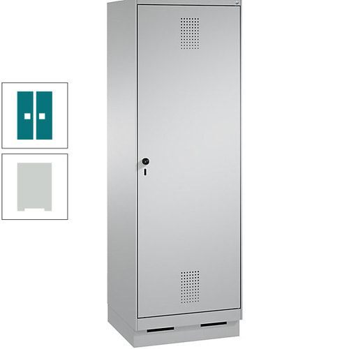 Doppel-Spind, Garderobenschrank, 1 Tür für 2 Abteile a 300 mm, Korpus anthrazitgrau, Türen anthrazitgrau, 1.800 x 600 x 500 mm (HxBxT)