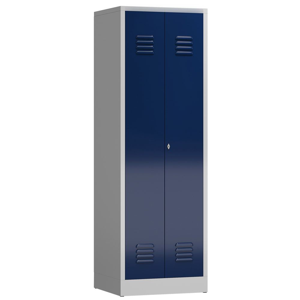 Mehrzweckschrank, Garderobenschrank, 2 Abteile, 6 Fächer, 1.800 x 590 x 500 mm (HxBxT), Drehriegel, Stahl, Korpus: lichtgrau, Front: anthrazitgrau