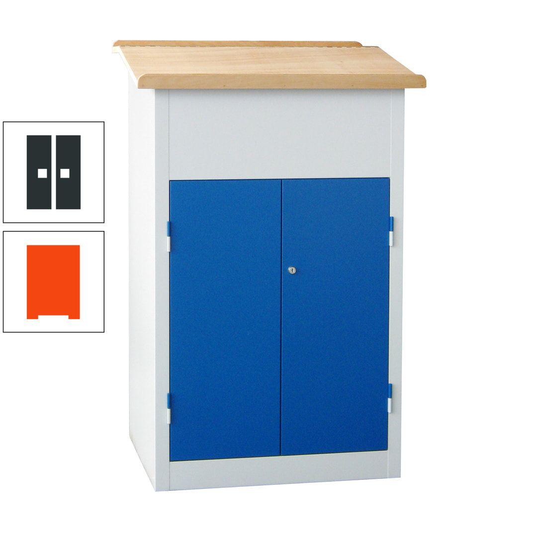 Stehpult mit Schrank - Vollblechtür - Zylinderschloss - 2 Böden - 1.200 x 700 x 600 mm (HxBxT) - anthrazitgrau