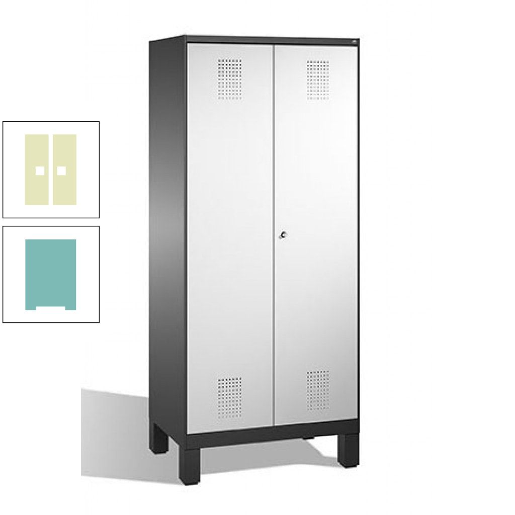 Mehrzweckschrank, Doppeltüren, auf Füßen, 2 Abteile a 400 mm, Korpus anthrazitgrau, Tür anthrazitgrau, 1.850 x 800 x 500 mm (HxBxT)