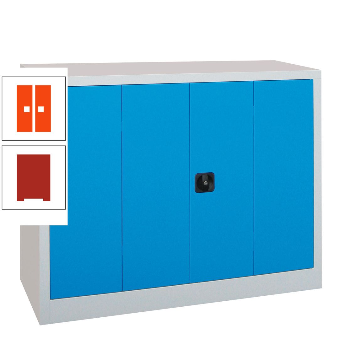 Falttürenschrank - 1.000x1.200x400 mm (HxBxT) - 2 Einlegeböden, gepulvert - Zylinderschloss - anthrazitgrau