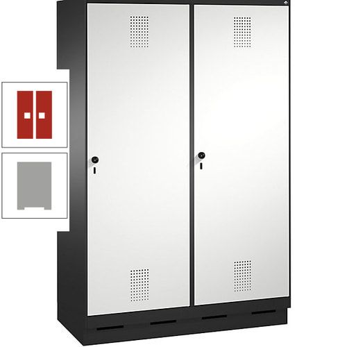 Doppel-Spind, Garderobenschrank, 2 Türen für 4 Abteile a 300 mm, Korpus anthrazitgrau, Türen anthrazitgrau, 1.800 x 1.200 x 500 mm (HxBxT)