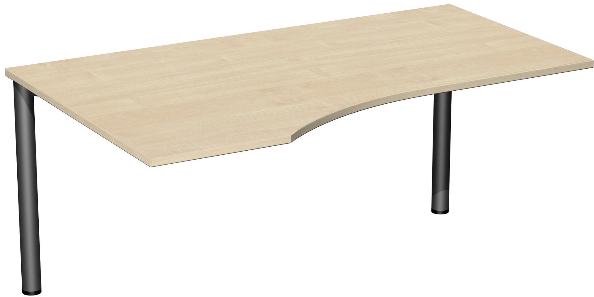 Eckschreibtisch - Ecke links - 4-Fuß Flex - 720 x 1.600 x 1.000 mm (HxBxT) - Gestell anthrazit - Ahorn