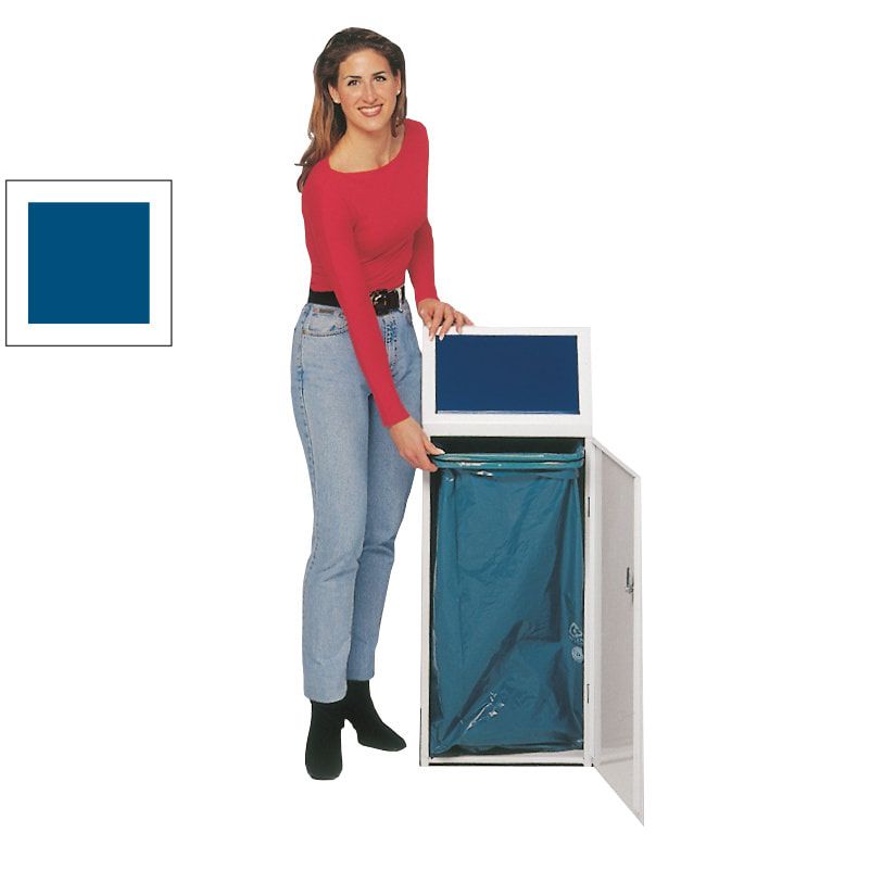 Wertstoffsammelgerät mit Inneneinsatz - 70 l - 1.000 x 400 x 400 mm (H x B x T) - Korpus verkehrsweiß - Einwurfklappe enzianblau - Abfallbehälter