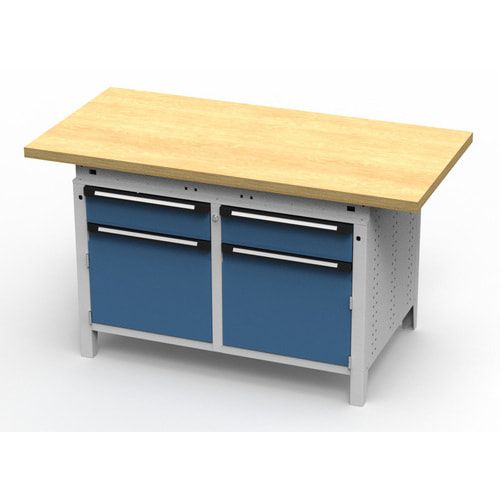 OTTOKIND Werkbank - bündige Arbeitsplatte - 850 x 1.150 x 750 mm (HxBxT) - 2 Schubladen - 2 Schränke - lichtgrau