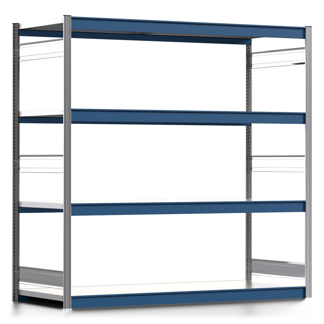 Weitspannregal EMIL - 2.000 x 2.010 x 800 mm (HxBxT) - Fachlast 400 kg - Anbauregal - Stahlfachböden - Lagerregal