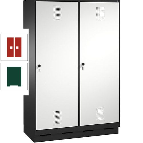 Doppel-Spind, Garderobenschrank, 2 Türen für 4 Abteile a 300 mm, Korpus anthrazitgrau, Türen anthrazitgrau, 1.800 x 1.200 x 500 mm (HxBxT)