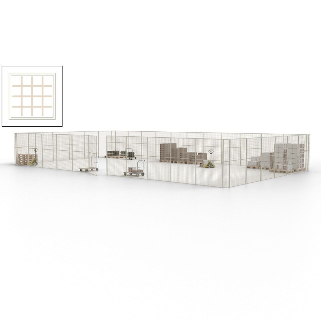 Maschinen Schutzgitter - Hallentrennwand - Sicherheitszaun - Tür - 51 m - 2.200 x 16.900 x 9.400 mm (HxBxT) - enzianblau