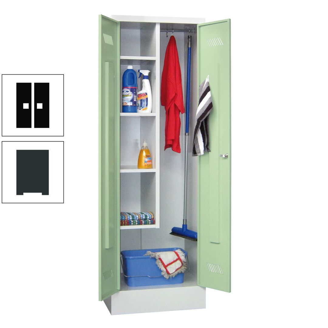 Putzschrank mit Sockel - 1 Abteil mit Trennwand - 1.850x600x500 mm (HxBxT) - Drehriegel - anthrazitgrau
