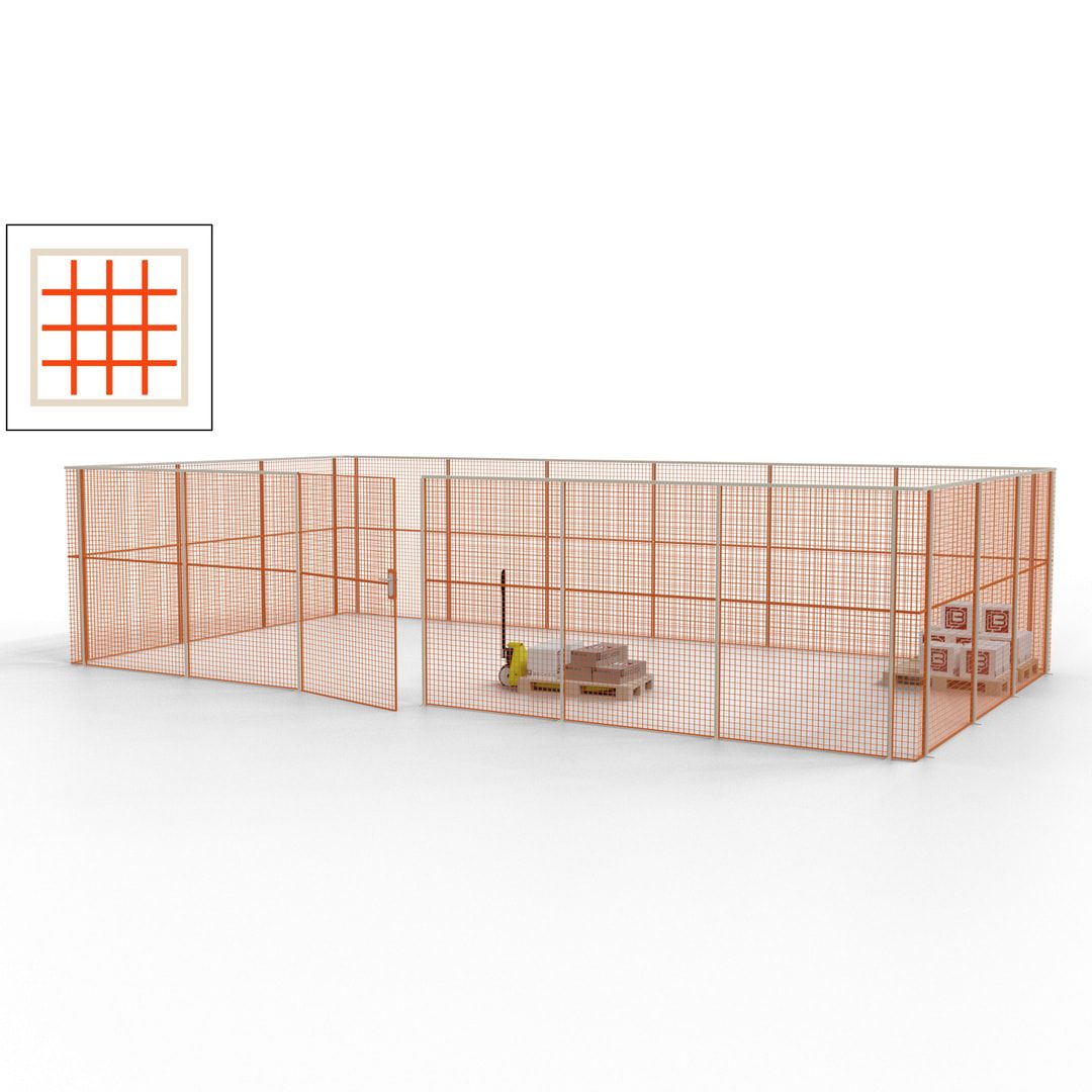 Maschinen Schutzgitter - Hallentrennwand - Sicherheitszaun - Tür - 27 m - 2.200 x 9.400 x 4.900 mm (HxBxT) - enzianblau