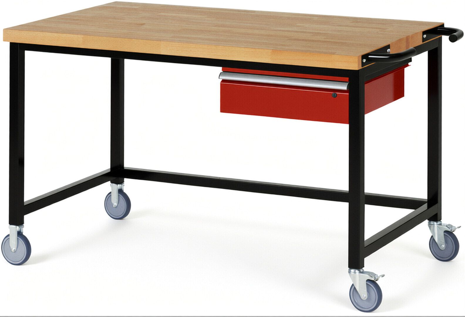 Mobile Werkbank mit 1 Schublade - 150:1 - höhenverstellbar 880-1.080 mm - 1.500 x 900 mm (BxT) - 450 kg - Buche - Anthrazitgrau
