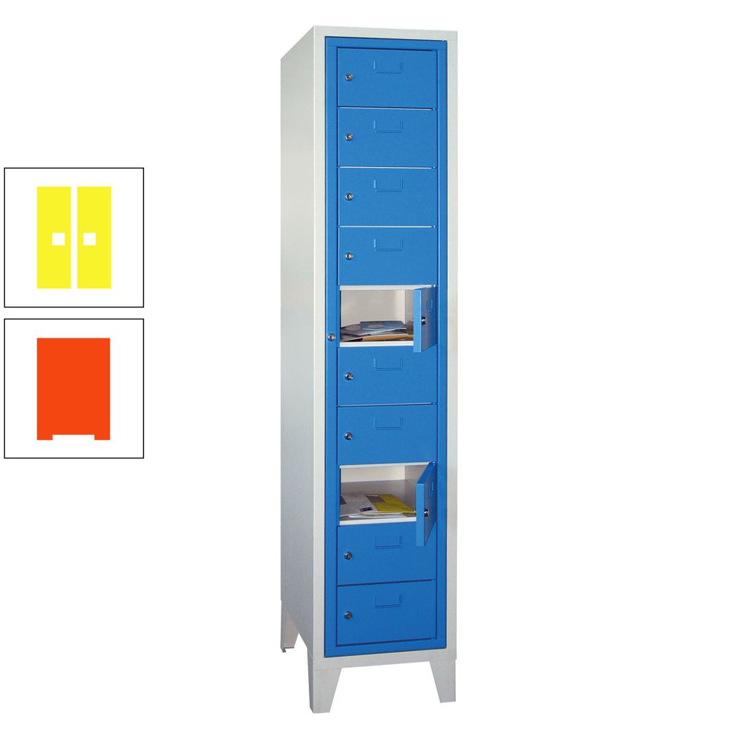 Schließfachschrank - Wäscheausgabeschrank - 10 Fächer a 315 mm - 1.850x400x500 mm (HxBxT) - Füße - Zylinderschloss - anthrazitgrau