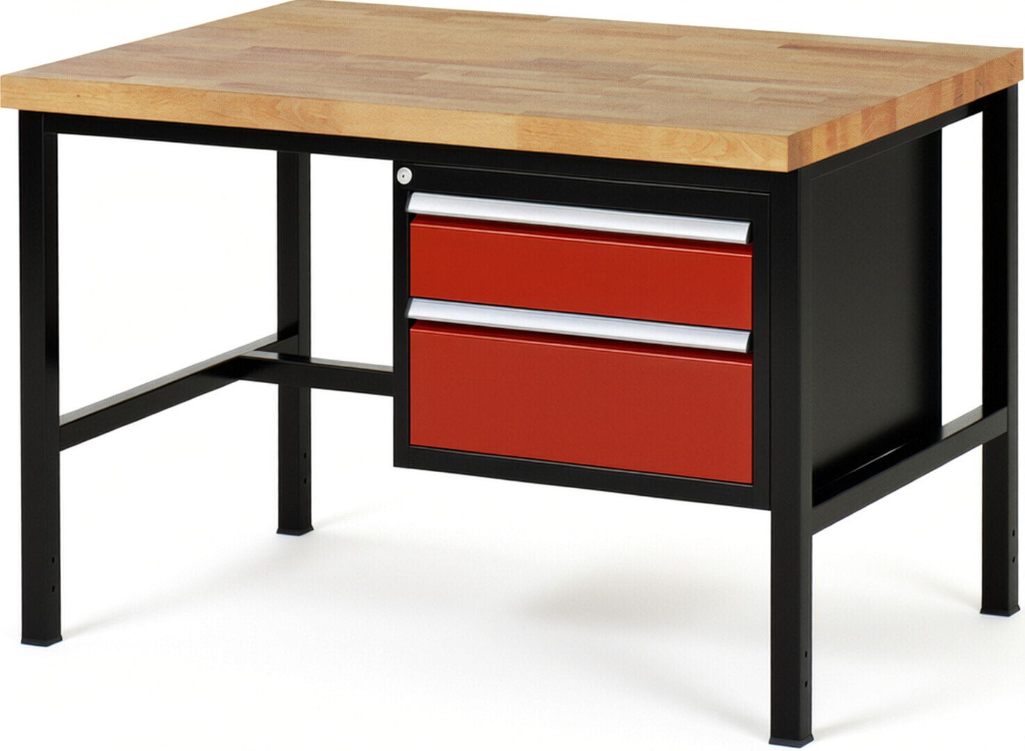 Werkbank - 2 Schubladen - Teilauszug - 150:1 / 210:1 - Höhe 840-1.040 mm - 1.250 x 900 mm - 1.250 kg - Buche - Anthrazitgrau