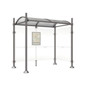 Buswartehalle, Unterstand, eine oder zwei Seitenwände, Kopfmodell wählbar, ESG, Fahrplanschaukasten, 2.500 x 1.600 mm (HxT), Breite und Farbe wählbar
