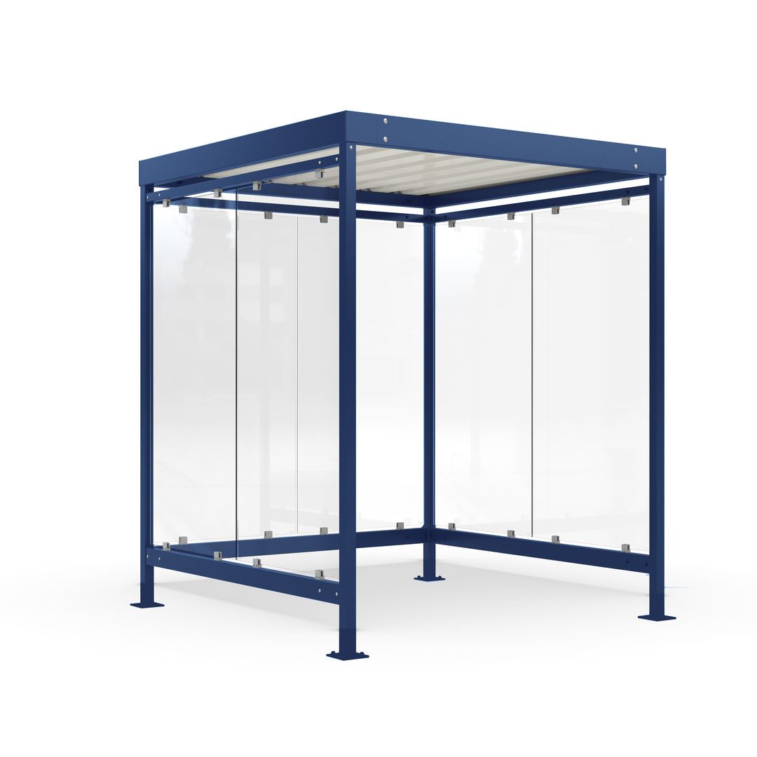 Raucherunterstand, Bushaltestelle, 6-7 Personen, 6 Wände, 2.510 x 2.165 x 2.165 mm (HxBxT), braunrot