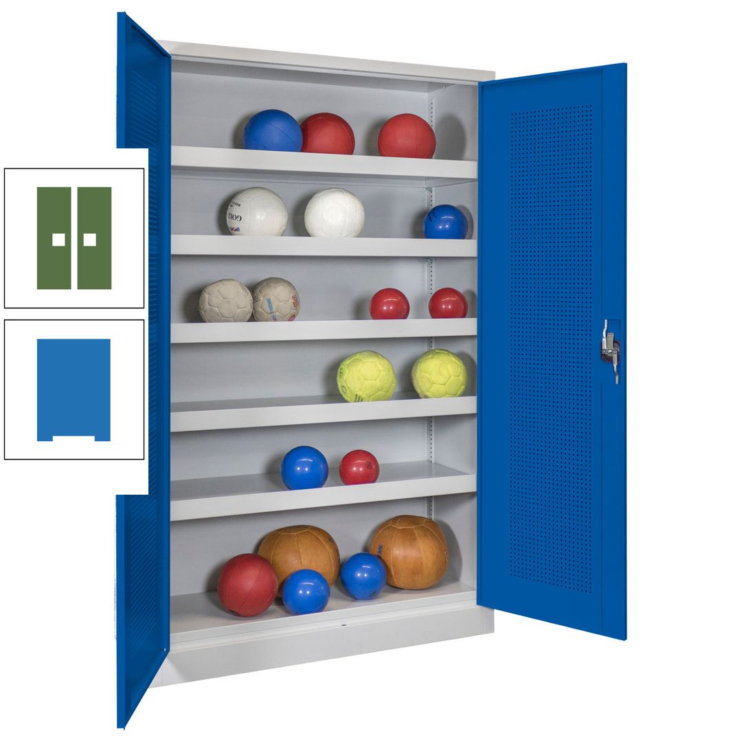 Ballschrank - Lochfeldtüren - 5 Böden - 1.950x1.200x500 mm (HxBxT) - anthrazitgrau