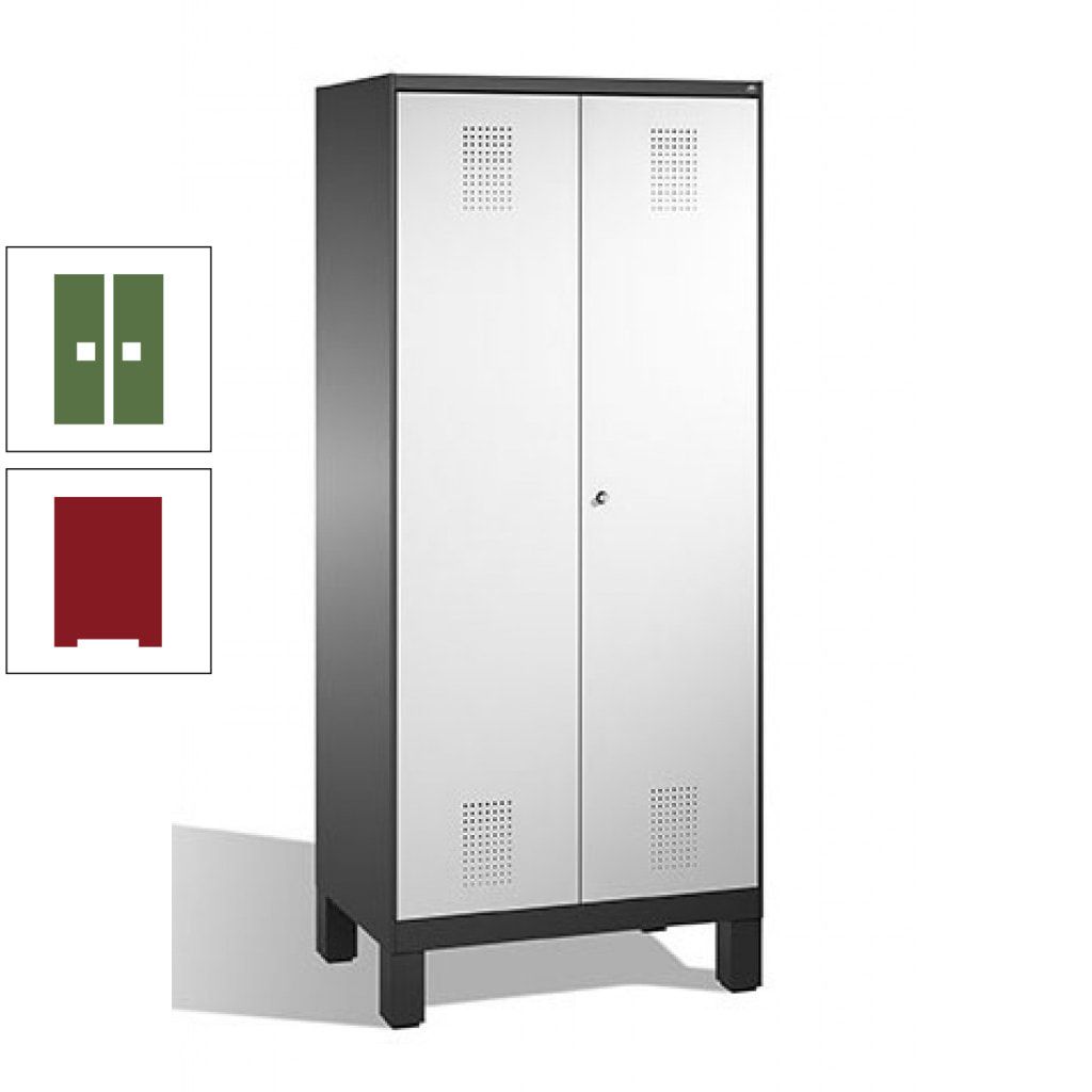 Mehrzweckschrank, Doppeltüren, auf Füßen, 2 Abteile a 400 mm, Korpus anthrazitgrau, Tür anthrazitgrau, 1.850 x 800 x 500 mm (HxBxT)