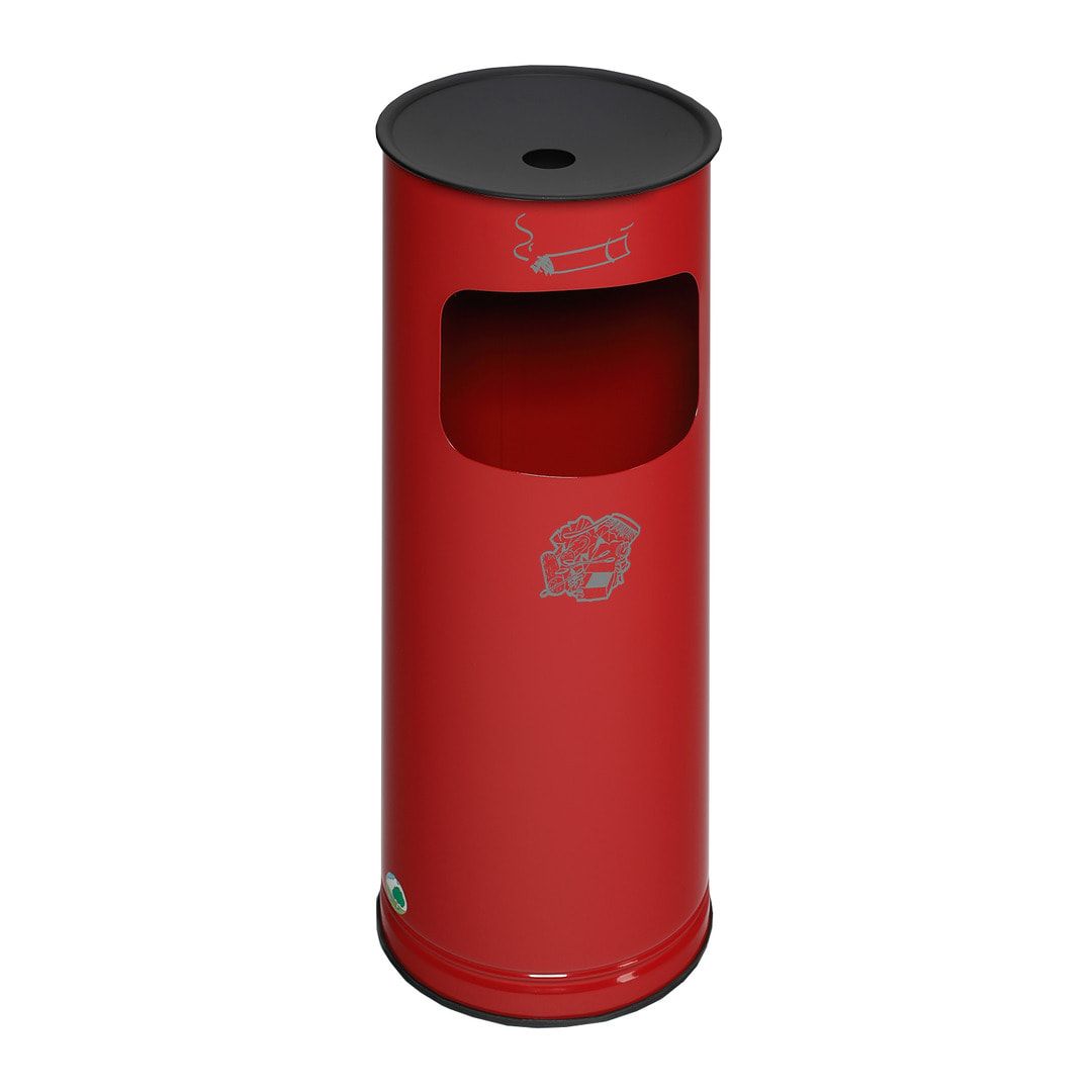 Abfallsammler - schwarzer Ascheraufsatz - rund - Volumen 17 l - 610 x 250 x 250 mm (HxBxT) - Edelstahl