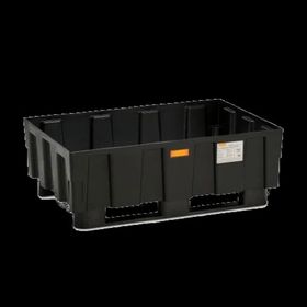 PE-Auffangwanne mit Kufen - Traglast 600 kg - 1.205 x 805 mm (BxT) - schwarz - Gitterrost wählbar