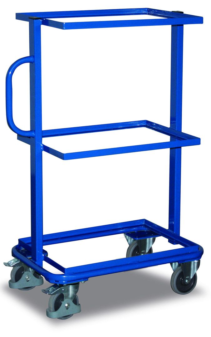 Beistellwagen für Eurokästen - 200 kg Traglast - Ladefläche 410 x 610 mm (BxT) - 3 Kästen
