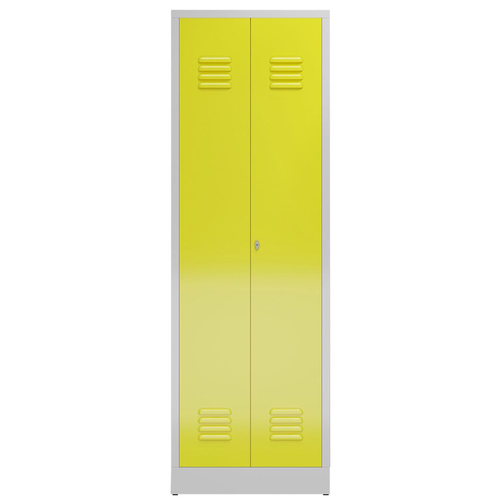 Mehrzweckschrank, Garderobenschrank, 2 Abteile, 6 Fächer, 1.800 x 590 x 500 mm (HxBxT), Drehriegel, Stahl, Korpus: lichtgrau, Front: anthrazitgrau