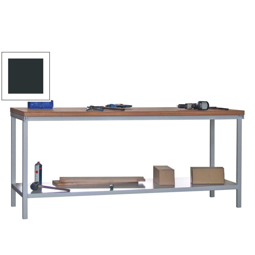 Werkbank mit Ablageboden - 900 x 2.000 x 700 mm (HxBxT) - Traglast 1.400 kg - anthrazitgrau