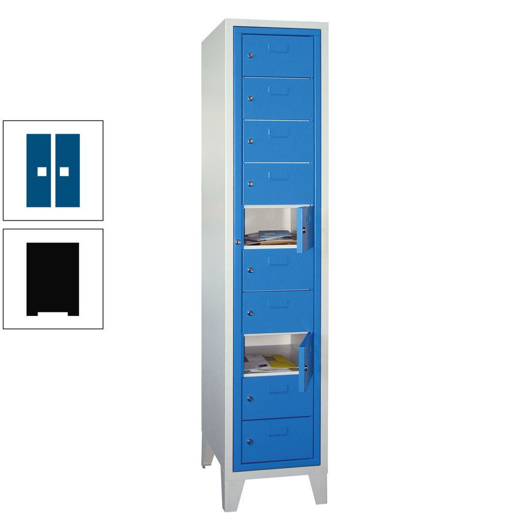 Schließfachschrank - Wäscheausgabeschrank - 10 Fächer a 315 mm - 1.850x400x500 mm (HxBxT) - Füße - Zylinderschloss - anthrazitgrau