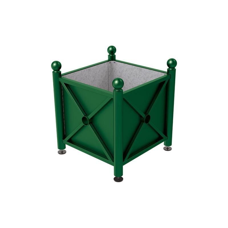 Pflanzbehälter, Stahlblech feuerverzinkt, verstellbare Füße, Innenfach feuerverzinkt, Kopf Agora, 750 x 800 x 800 mm (HxBxT), enzianblau