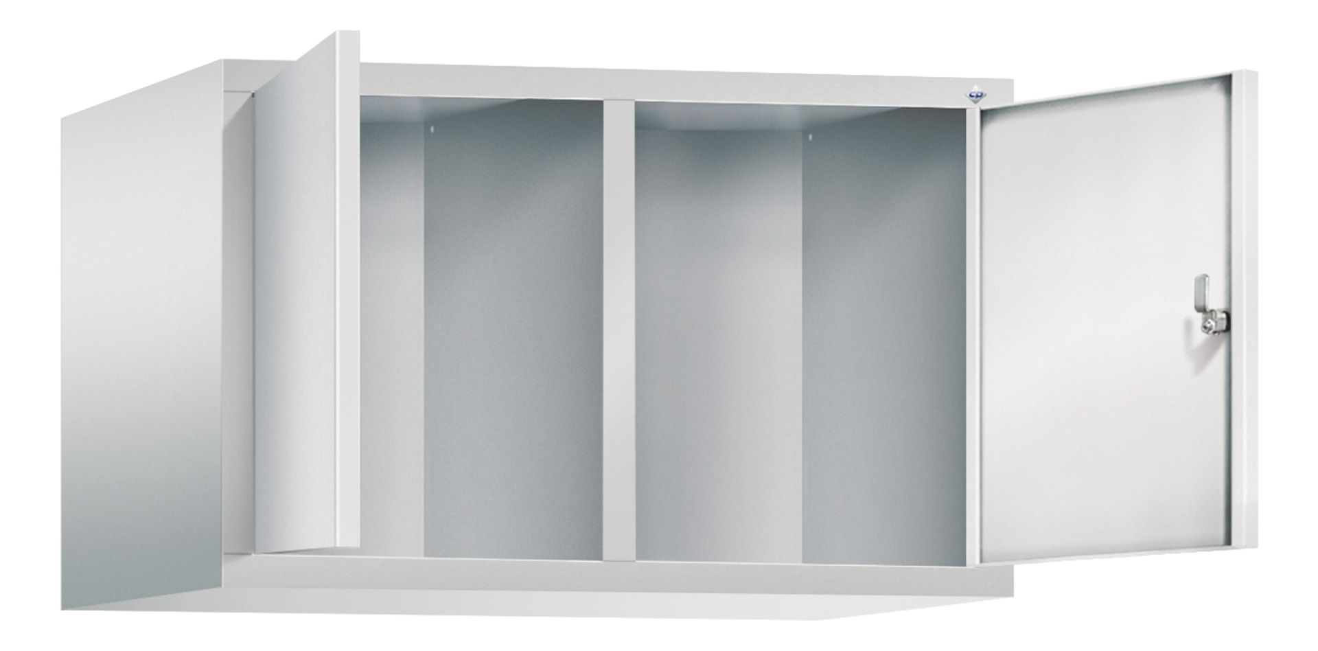 Aufsatzschrank für Spinde und Schließfachschränke, Doppeltüren, 2 Abteile, Korpus anthrazitgrau, Türfarbe anthrazitgrau, 500 x 810 x 500 mm (HxBxT)