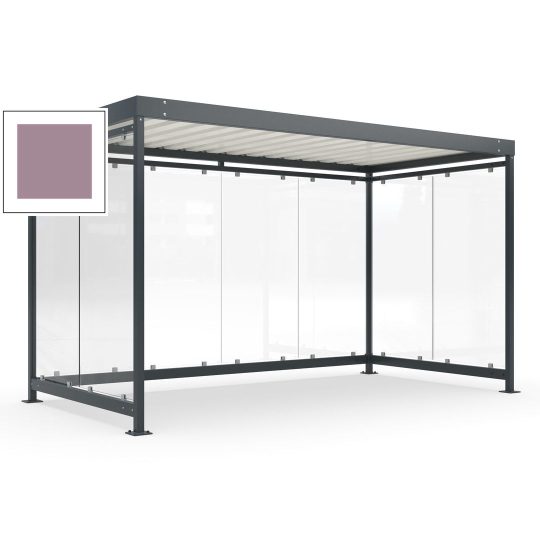 Fahrradunterstand, Fahrgastunterstand, Bushaltestelle, Bausatz, 12-13 Personen, 2.510 x 4.195 x 2.165 mm (HxBxT), 8 Wände, Achatgrau
