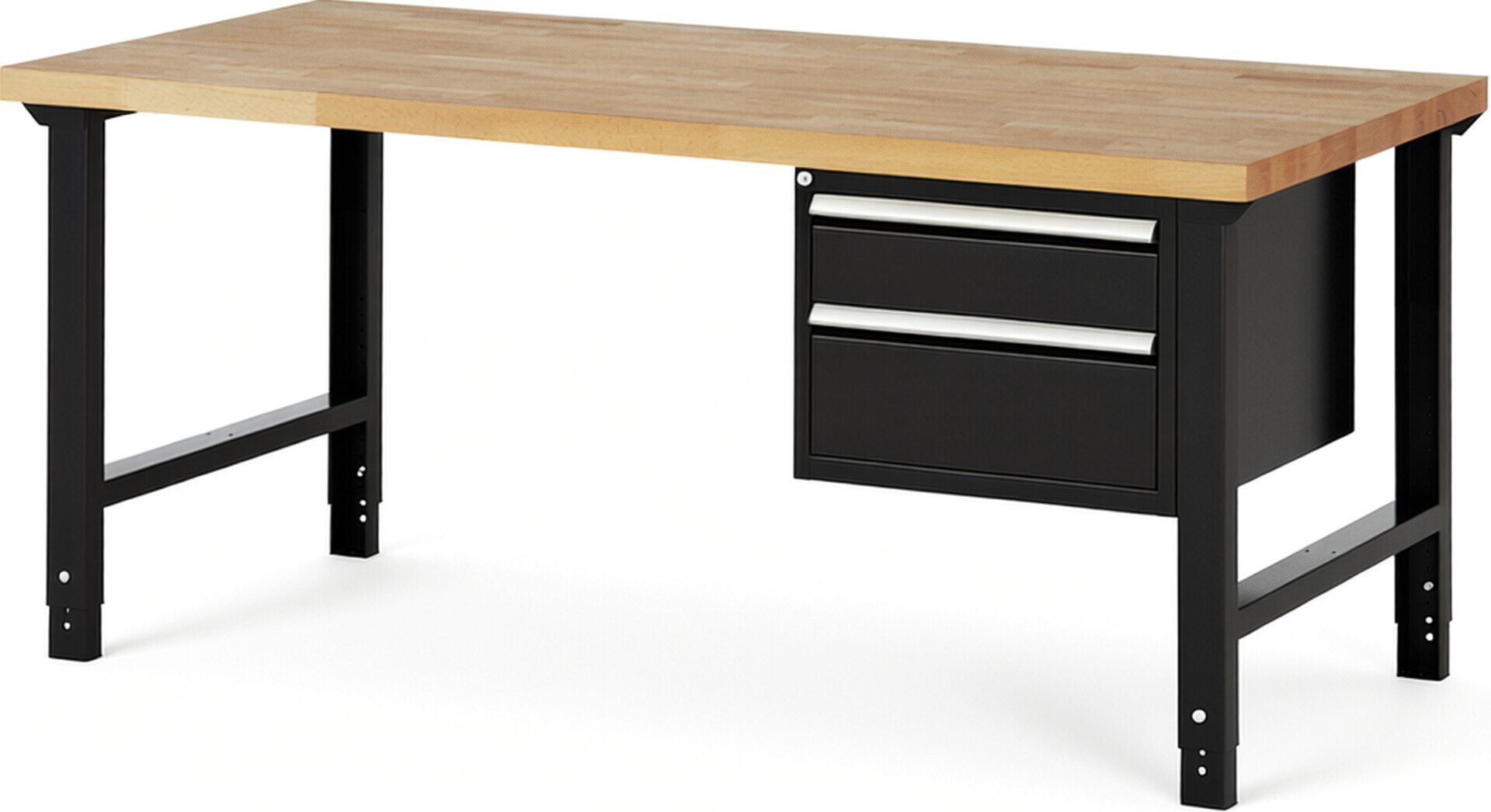 Werkbank - 2 Schubladen - Teilauszug - 150:1 / 210:1 - Höhe 790-1.140 mm - 2.000 x 900 mm (BxT) - 750 kg - Buche - Anthrazitgrau