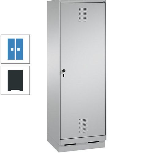 Doppel-Spind, Garderobenschrank, 1 Tür für 2 Abteile a 300 mm, Korpus anthrazitgrau, Türen anthrazitgrau, 1.800 x 600 x 500 mm (HxBxT)