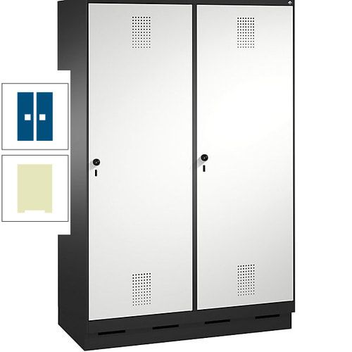 Doppel-Spind, Garderobenschrank, 2 Türen für 4 Abteile a 300 mm, Korpus anthrazitgrau, Türen anthrazitgrau, 1.800 x 1.200 x 500 mm (HxBxT)