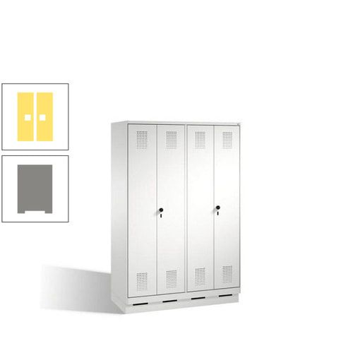 Doppel-Spind, Doppeltüren, Garderobenschrank mit Sockel, 4 Abteile a 300 mm, Korpus anthrazitgrau, Tür anthrazitgrau, 1.800 x 1.200 x 500 mm (HxBxT)
