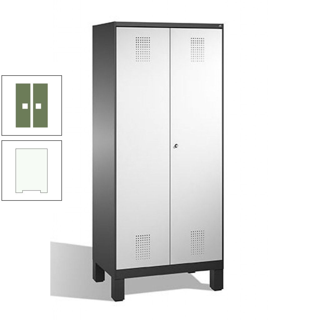 Mehrzweckschrank, Doppeltüren, auf Füßen, 2 Abteile a 400 mm, Korpus anthrazitgrau, Tür anthrazitgrau, 1.850 x 800 x 500 mm (HxBxT)