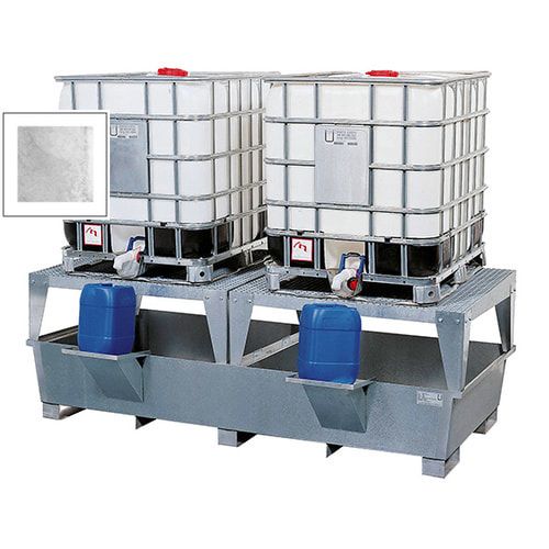 Auffangwanne für 2 IBC - 1.000 l - 2 Abfüllböcke - 955 x 2.680 x 1.300 mm (HxBxT) - enzianblau