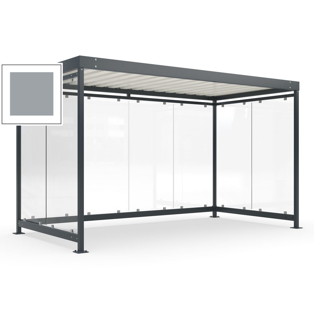 Fahrradunterstand, Fahrgastunterstand, Bushaltestelle, Bausatz, 12-13 Personen, 2.510 x 4.195 x 2.165 mm (HxBxT), 8 Wände, Achatgrau