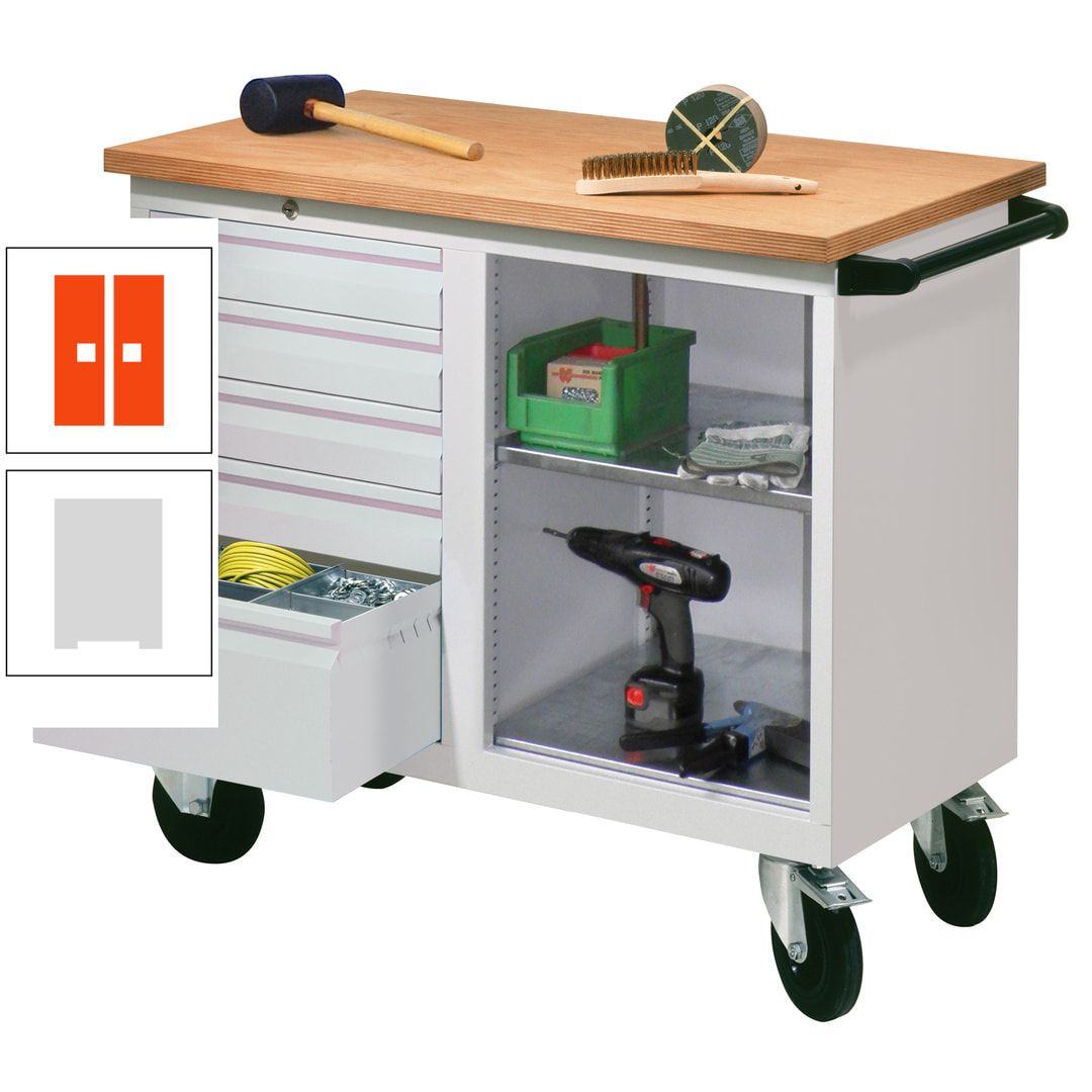 Mobile Werkbank - Werkstattwagen - 915 x 1.090 x 600 mm - 5 Schubladen und Ablagefach - anthrazitgrau