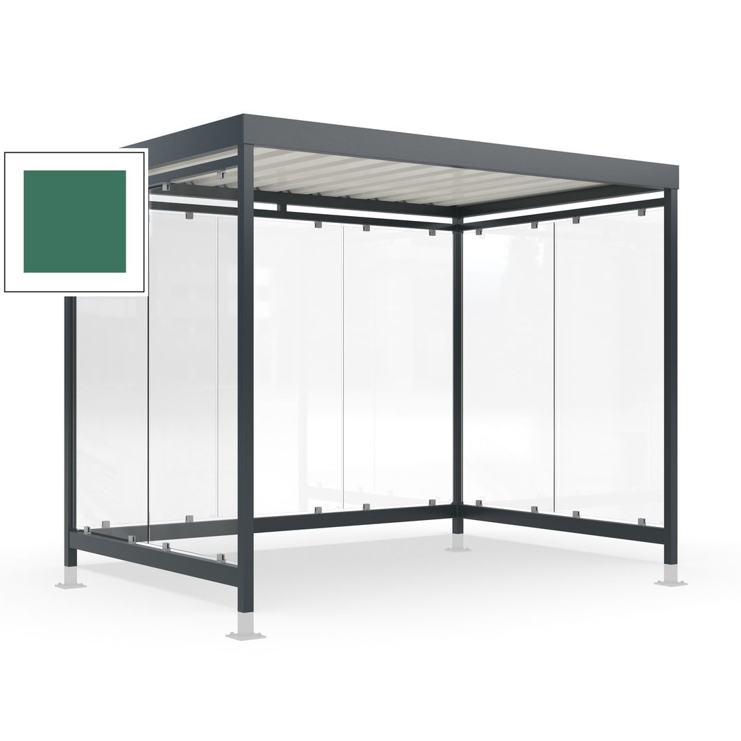 Raucherunterstand mit Überpflasterung, fertig montiert, Fahrgastunterstand, Bushaltestelle, 2.440 x 3.180 x 2.165 mm (HxBxT), 7 Wände, Achatgrau