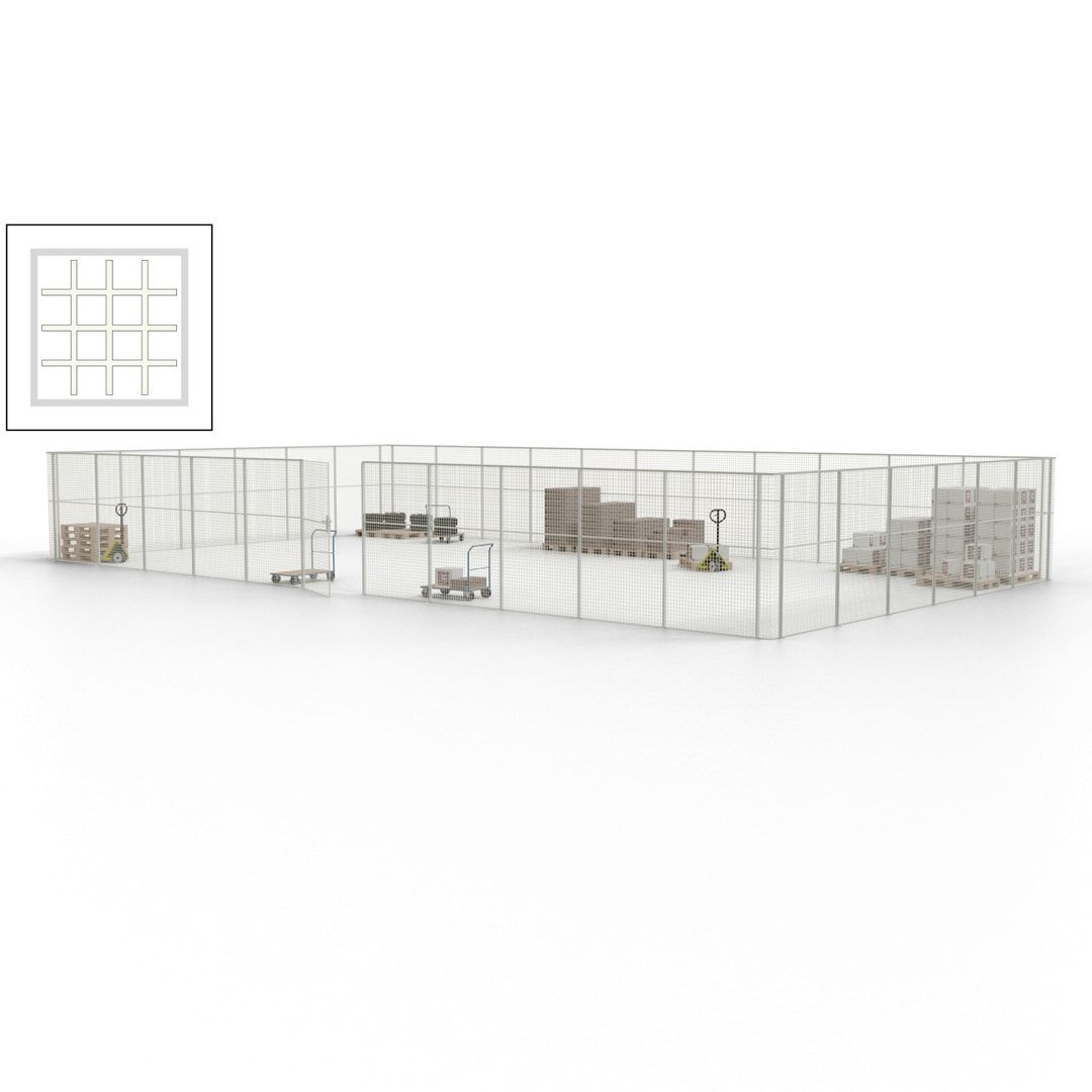 Maschinen Schutzgitter - Hallentrennwand - Sicherheitszaun - Tür - 51 m - 2.200 x 16.900 x 9.400 mm (HxBxT) - enzianblau