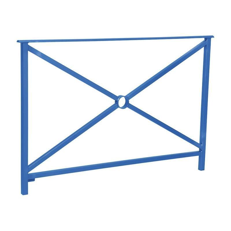Geländer Kreuz und Kreis - 1.000 x 1.500 mm - flacher Handlauf - Farbe enzianblau - Außengeländer Systemgeländer