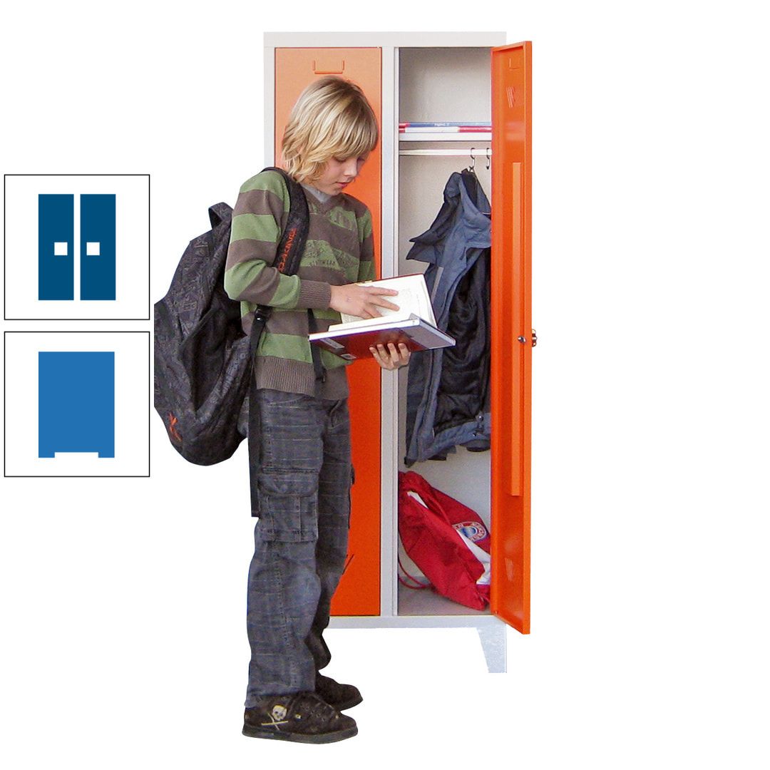 Spindschrank f. Schulen - mit Füßen - Höhe 1.600 mm - 3 Abteile a 300 mm - Drehriegel - anthrazitgrau