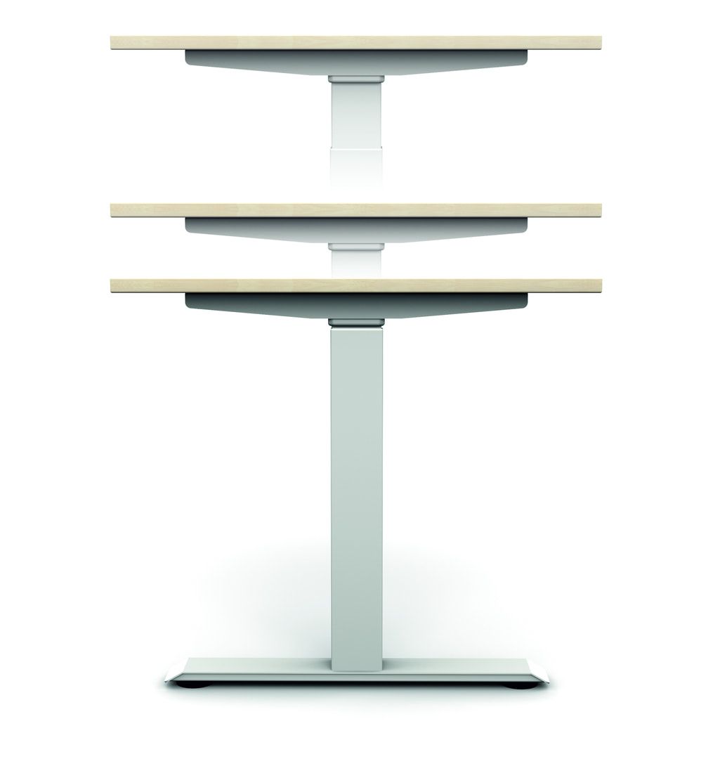 Eckschreibtisch, Ecke links, Elevate Basic, elektronisch höhenverstellbar, 730 - 1.230 x 1.800 x 1.000 mm (HxBxT), Gestell anthrazit, Dekor Ahorn