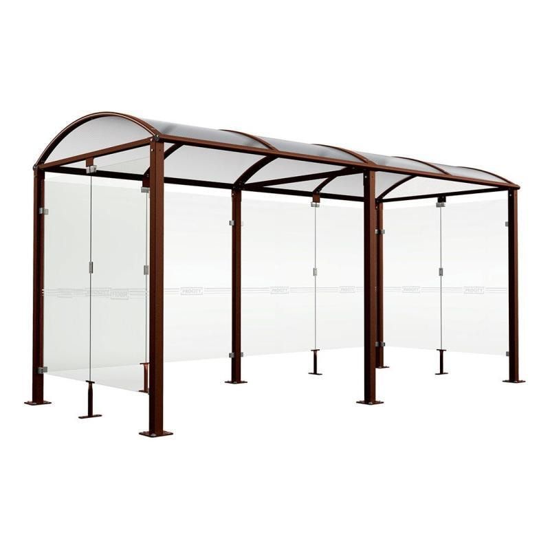 Fahrradunterstand, Fahrradüberdachung, All-in-One + Zusatz, Sicherheitsglas, 2.635 x 5.000 x 2.090 mm (HxBxT), auf Bodenplatten, Farbe enzianblau