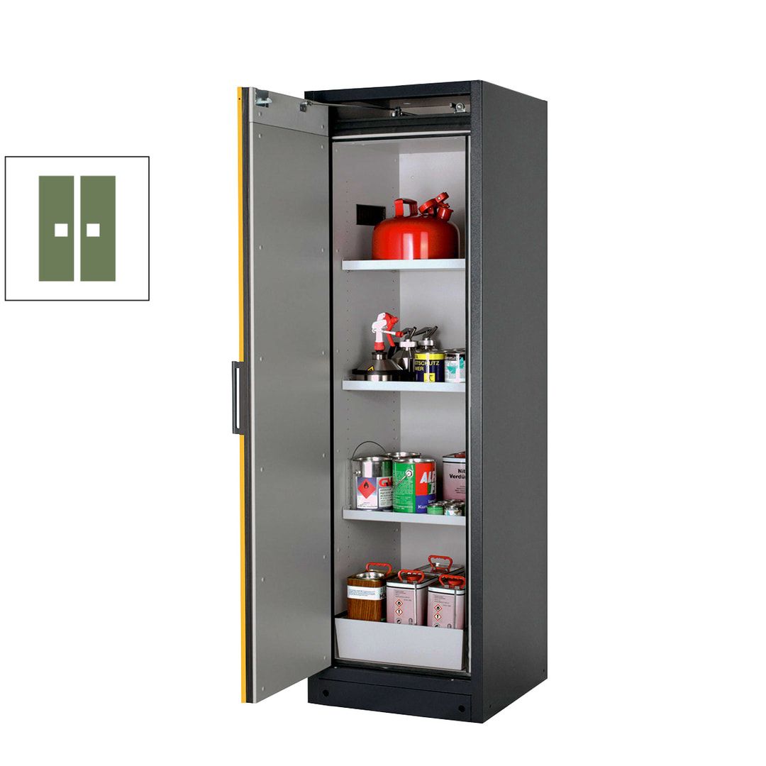 Gefahrstoffschrank - 1.953x599x615 mm - 2 Wannen PP - Türanschlag Links - Front enzianblau
