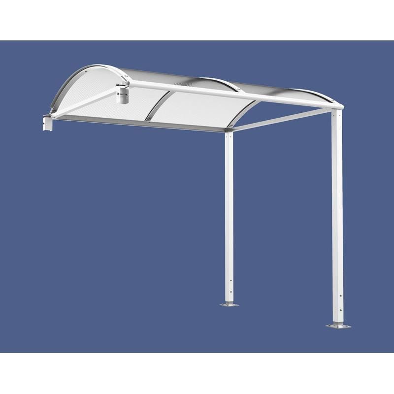 Fahrradunterstand, Fahrradüberdachung, Erweiterung, LED Beleuchtung, 2.635 x 2.500 x 2.090 mm (HxBxT), auf Bodenplatten, Regenrinne, Farbe enzianblau